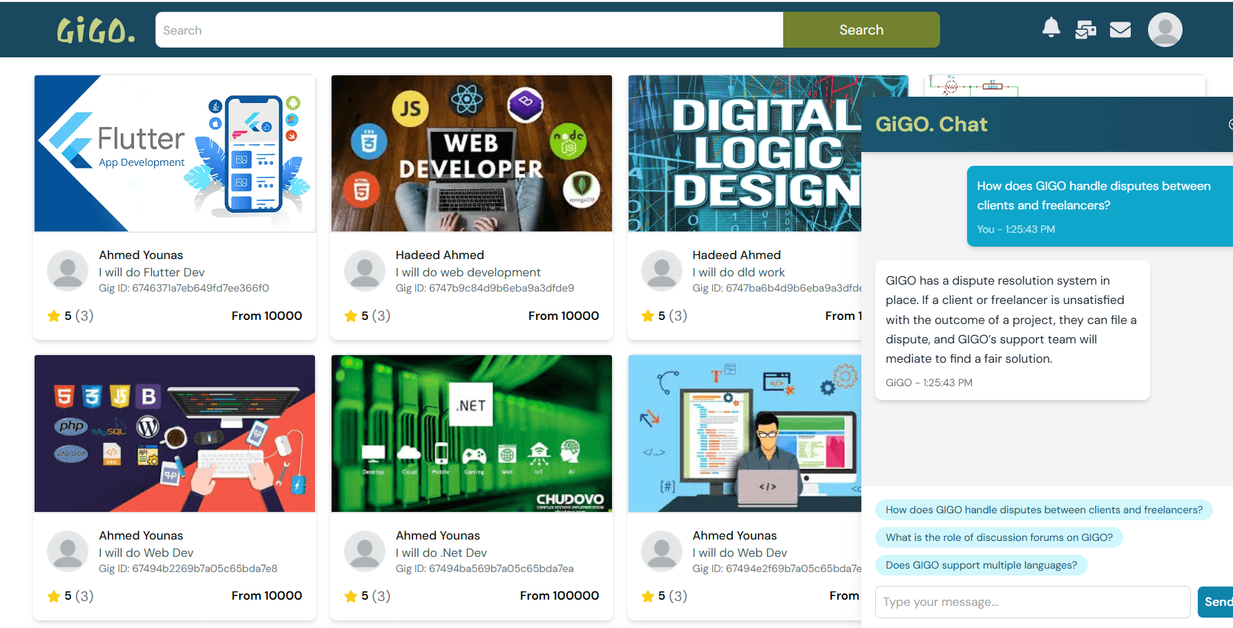 Freelancing Platform with AI Chatbot